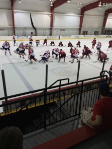 The Florida Panthers' groups A and B stretch after completing their scrimmage on day one of camp.